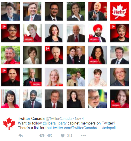 The Canadian Cabinet S First Day On Twitter